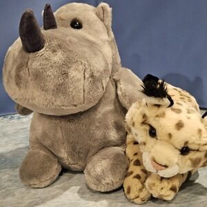 Safari Animal Plush‎ Bundle Aurora Rhino Animal Alley Leopard Cheetah Plush